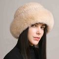 Women’s Mink Hair Winter Hat – Braided Fur Warm Elegant Beanie