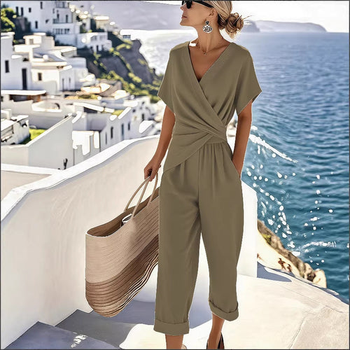 Women's Loose Irregular Short-Sleeve Two-Piece Set