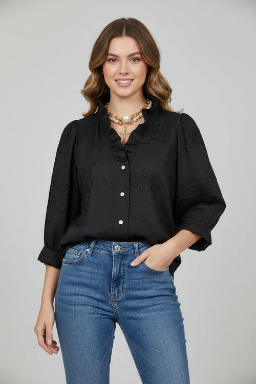 Women’s Lace Embroidered Cotton Linen Blouse