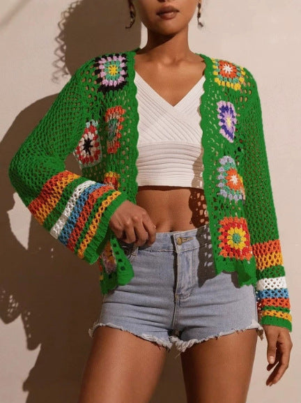 Hand-Crocheted Knitted Cardigan for Women