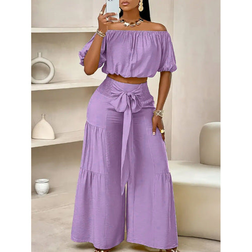 High-Waist Flared Pants & Top Two-Piece Set – 7 Colors, S–2XL