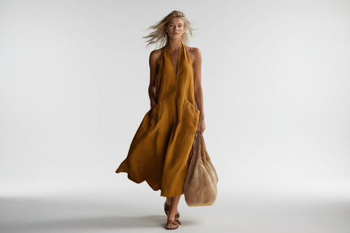 Women's Retro V-Neck Slip Dress – Loose Fit Sleeveless