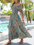 Women’s Paisley One‑Shoulder Maxi Dress