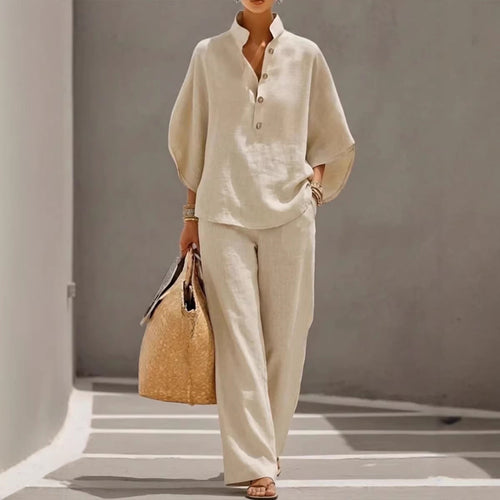 Women’s Casual Shirt and Full-Length Pants Set