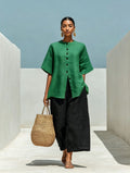 Linen Blend Cardigan Top & Cropped Wide-Leg Pants Set – 5 Colors S–3XL