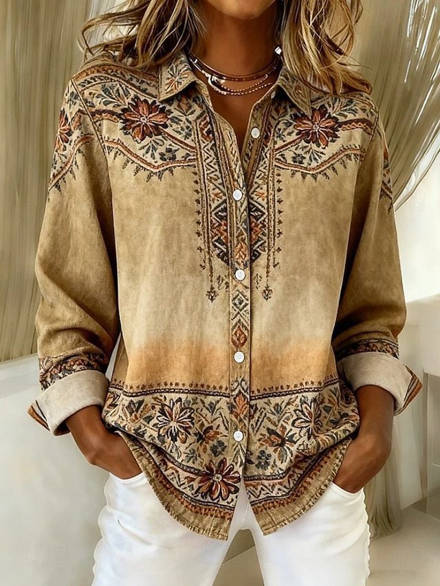 Loose-Fit Floral Print Lapel Cardigan Shirt – 4 Prints, S–5XL