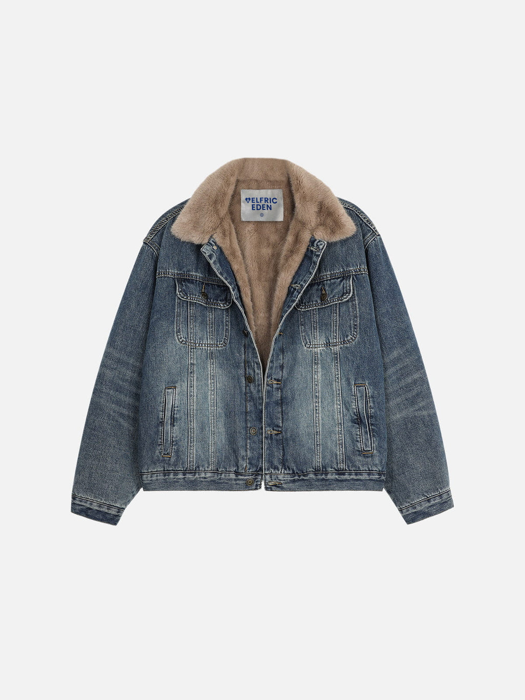 Aelfric Eden Faux Fur Collar Denim Coat