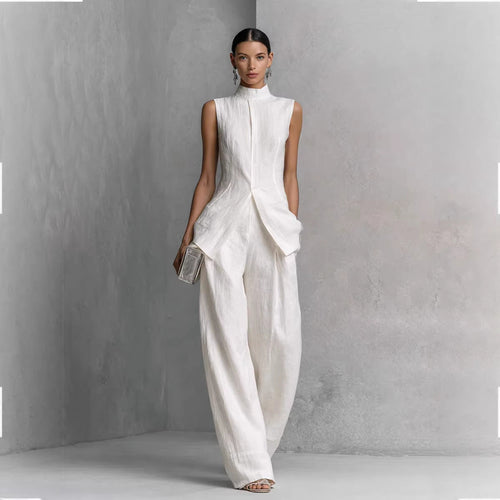 Women's Solid Color Sleeveless Top & Long Pants Two-Piece Set – 4 Colors XS–XXL