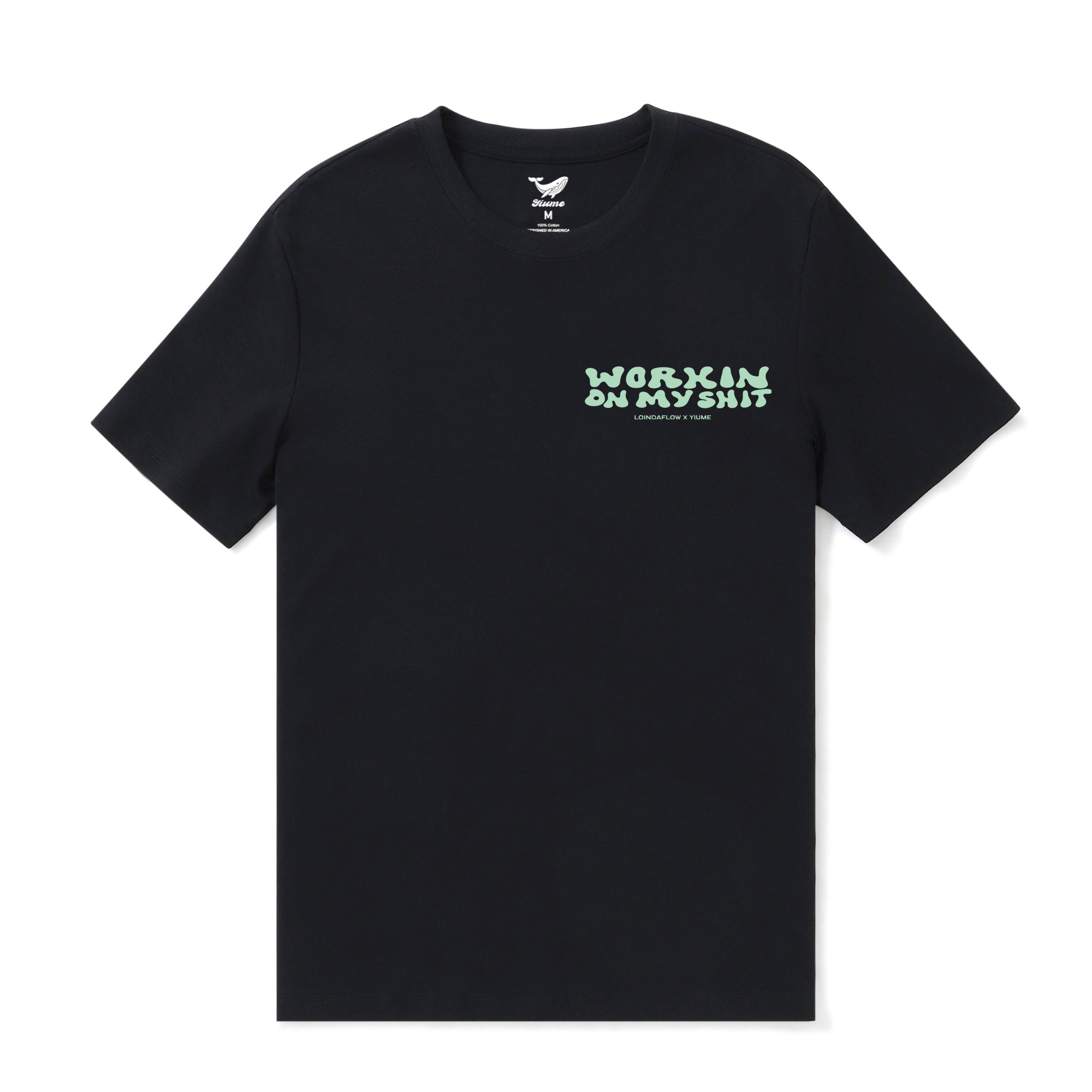 Hawaiian Tee For Men Working on Myself By Loindaflow Tee Crew Neck 100% Cotton - BLACK