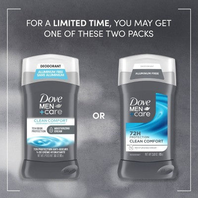 Dove Men+Care Solid Deodorant Stick Clean Comfort 3oz - New