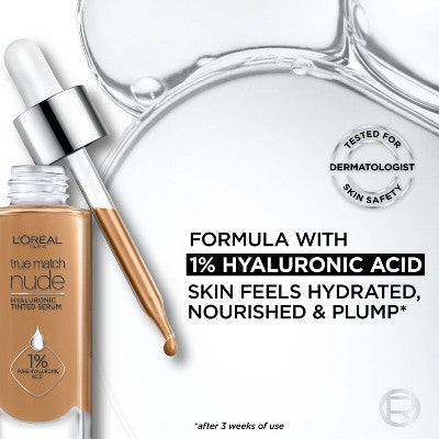 L'Oreal Paris True Match Hyaluronic Tinted Serum Skincare Hybrid 3-4 Light Medium - Imperfect Container