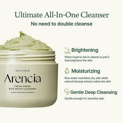 Arencia Fresh Green Rice Mochi Facial Cleanser 3.52oz - New