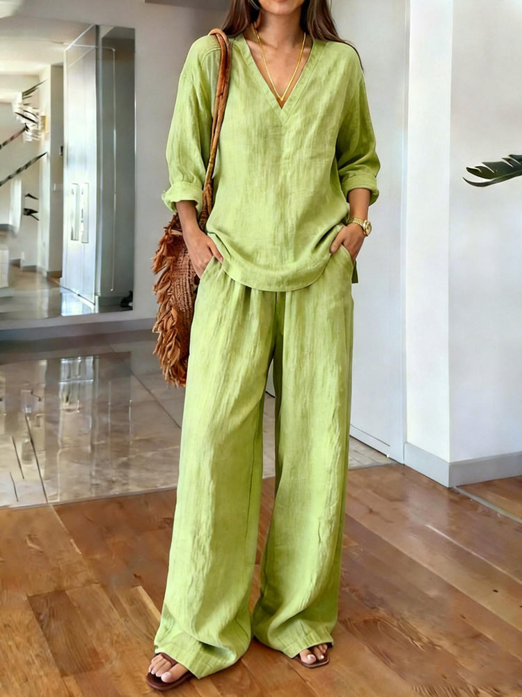 Long Sleeve Top & Full-Length Pants Two-Piece Set – 9 Colors S–3XL