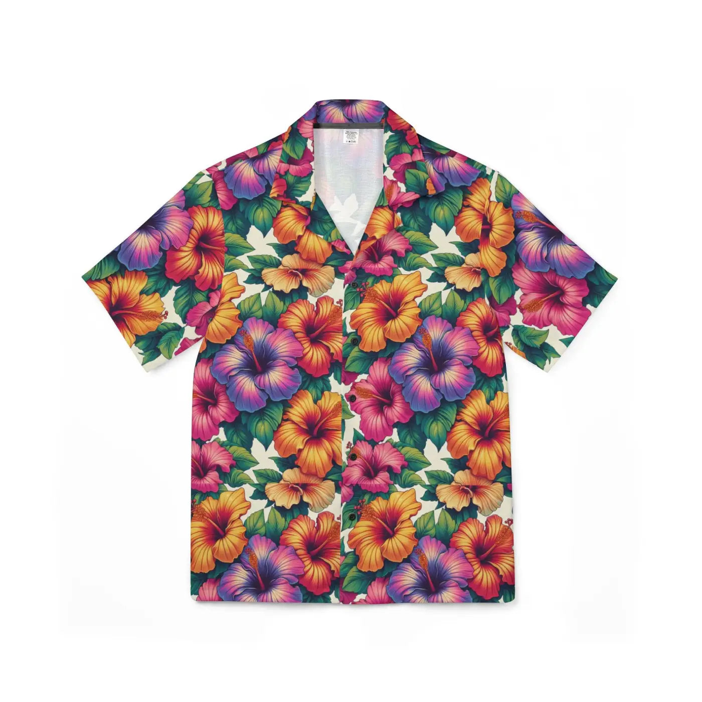 Hawaiian Camp Shirt – Vibrant Hibiscus Flowers - Dipaliz