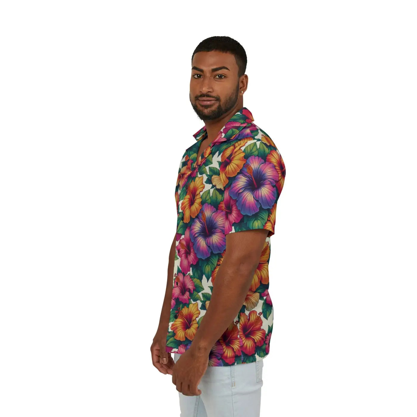 Hawaiian Camp Shirt – Vibrant Hibiscus Flowers - Dipaliz