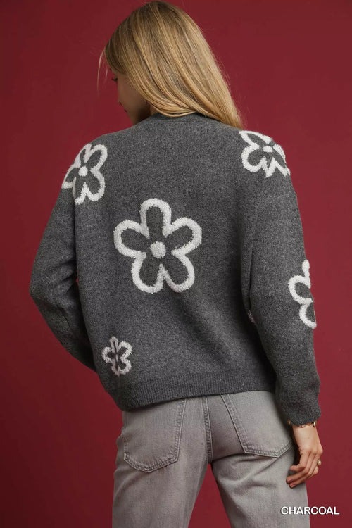 Umgee Round Neck Sweater Accents