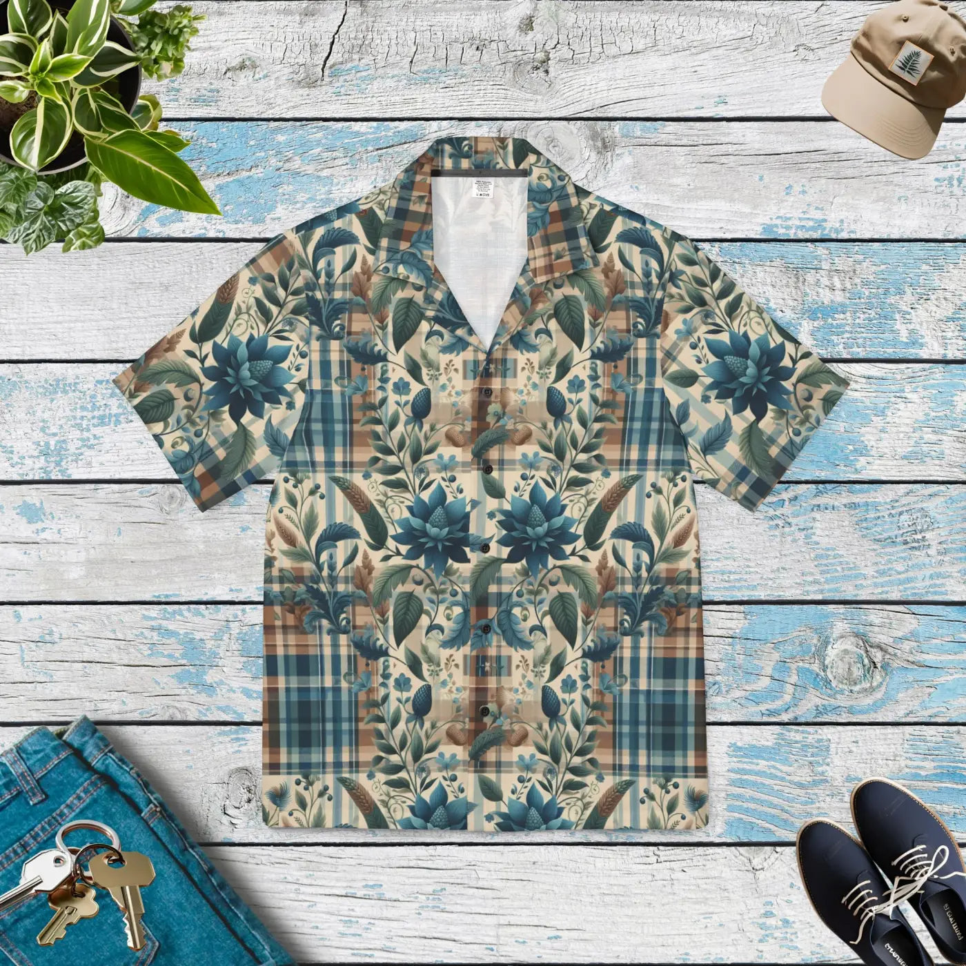 Floral Plaid Hawaiian – Breathable Summer - Dipaliz