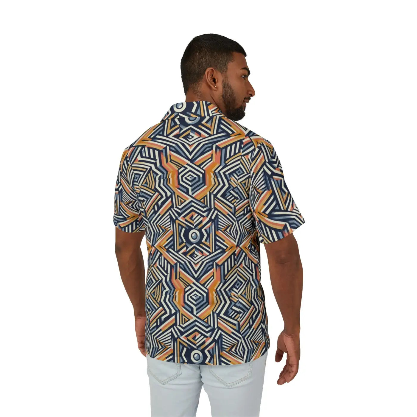Bold Geometric Hawaiian Camp Shirt – Summer - Dipaliz