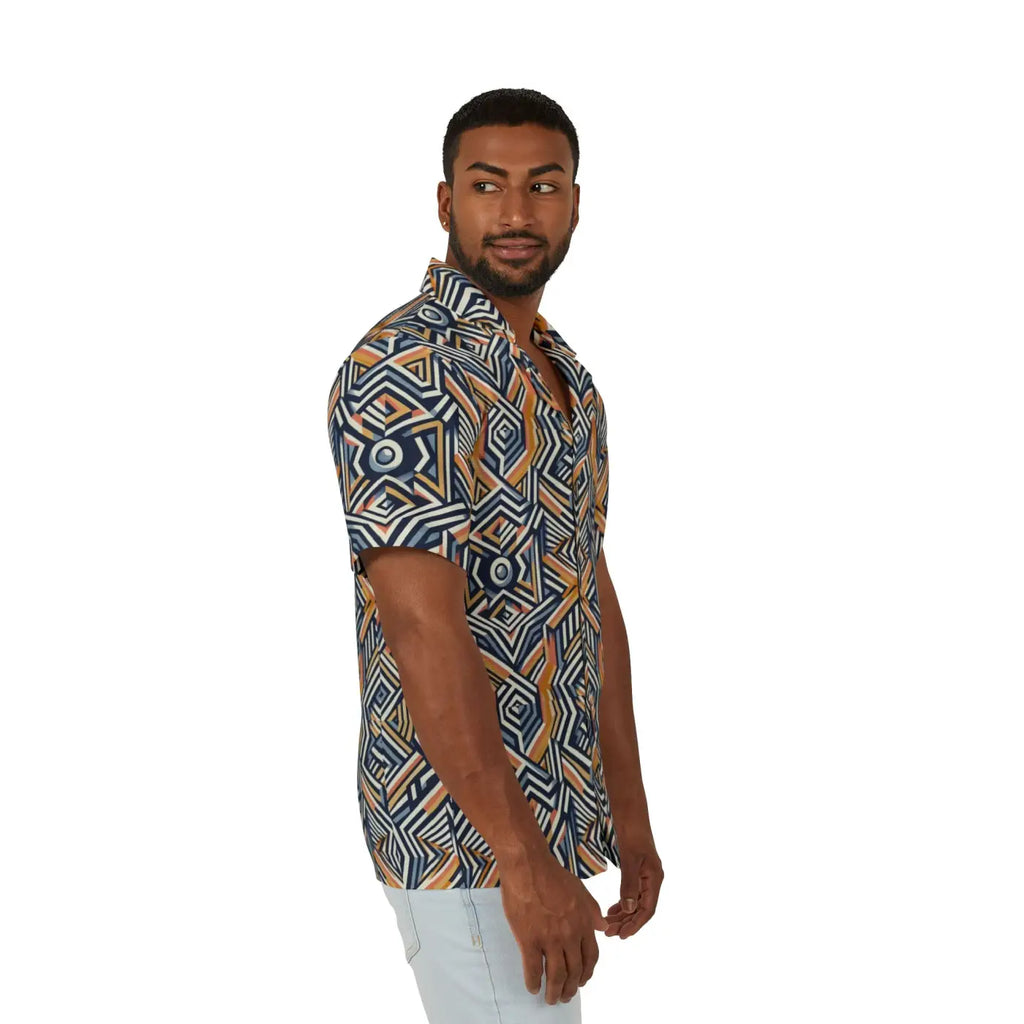 Bold Geometric Hawaiian Camp Shirt – Summer - Dipaliz