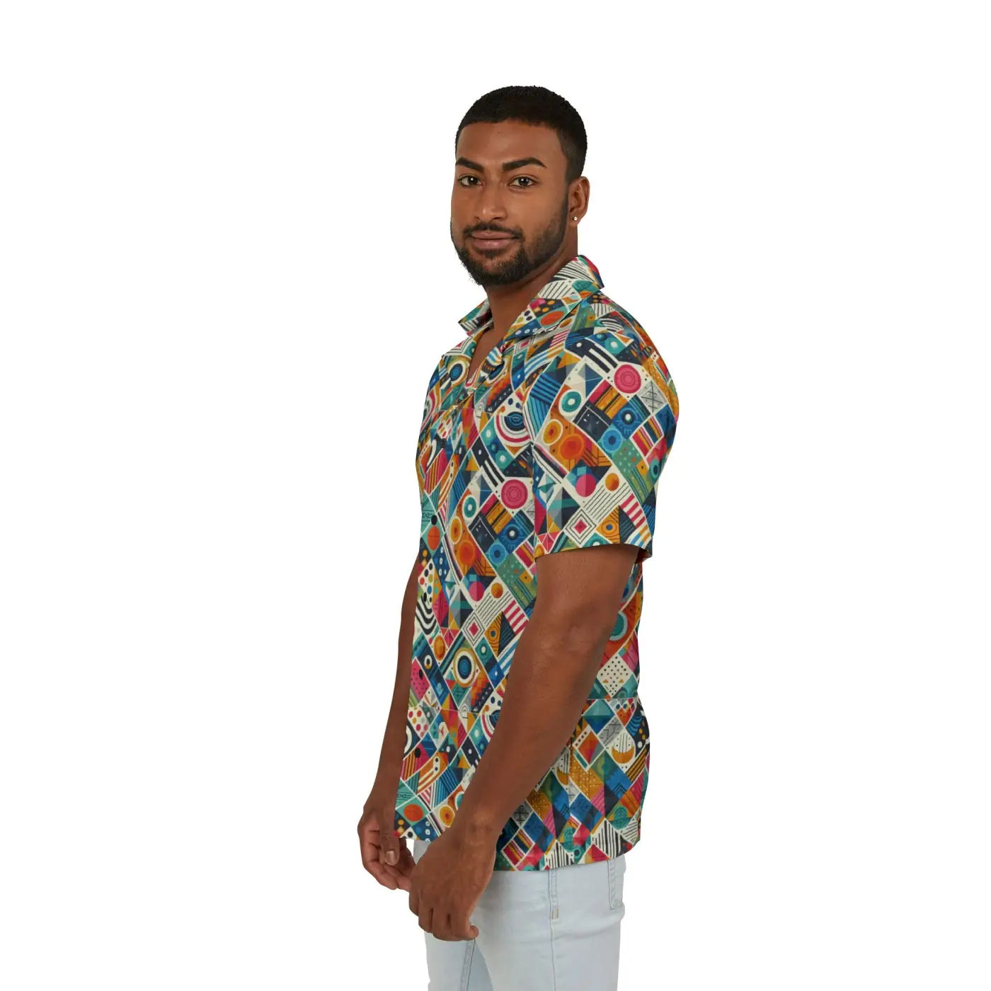 Vibrant Hawaiian Camp Geometric Tailored Fit - Dipaliz