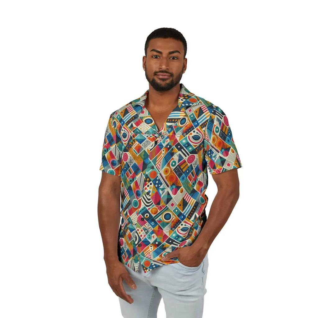 Vibrant Hawaiian Camp Geometric Tailored Fit - Dipaliz