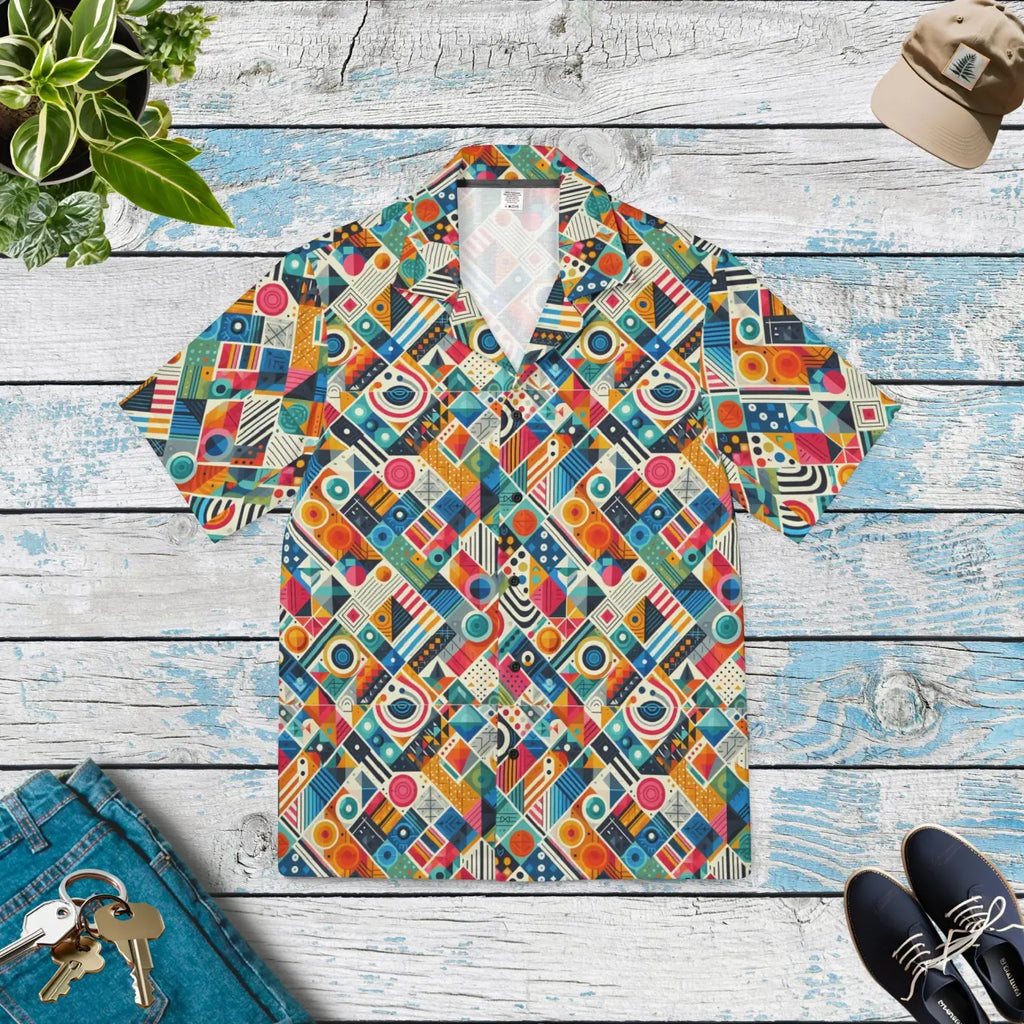 Vibrant Hawaiian Camp Geometric Tailored Fit - Dipaliz