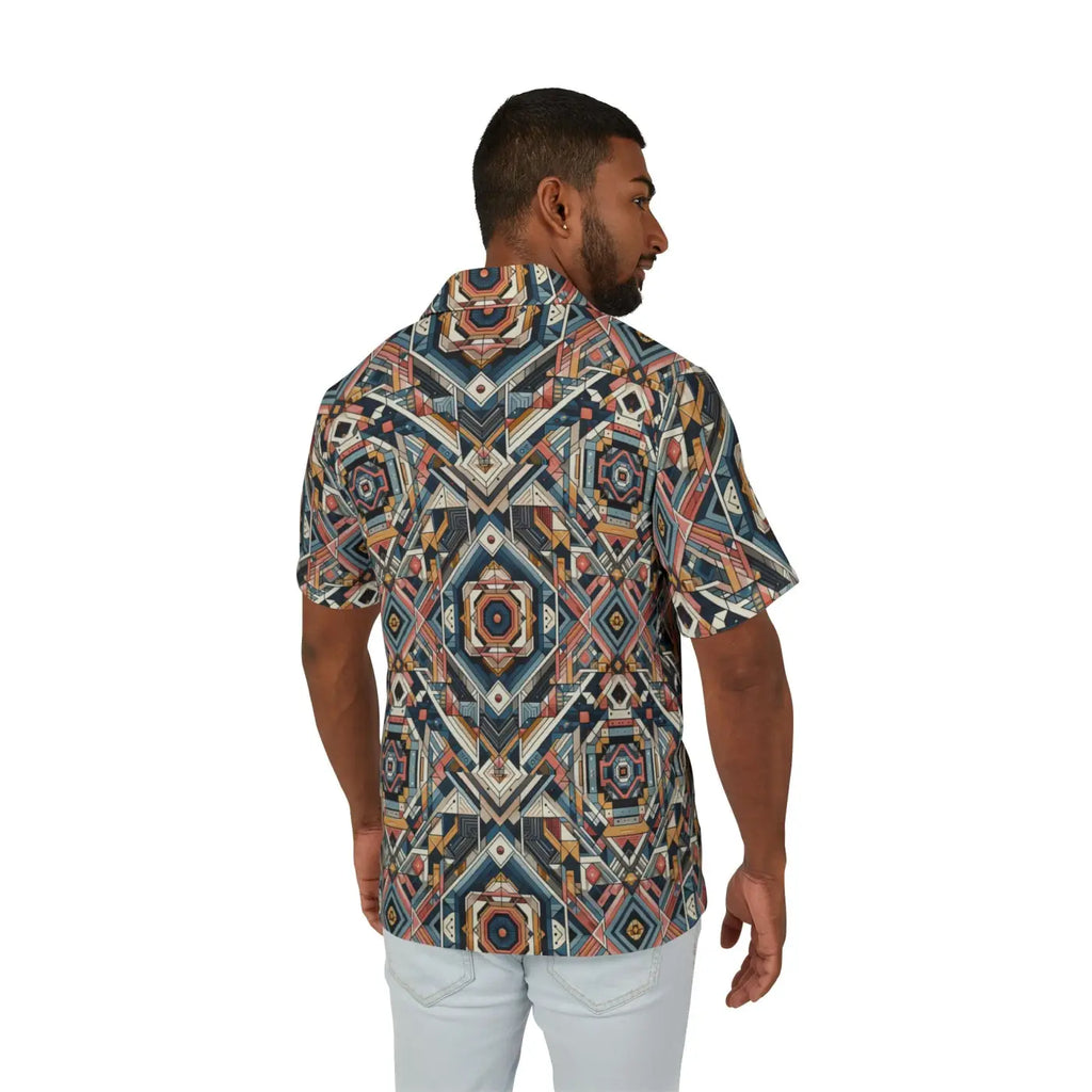 Geometric Hawaiian Camp Shirt – Linen Look - Dipaliz