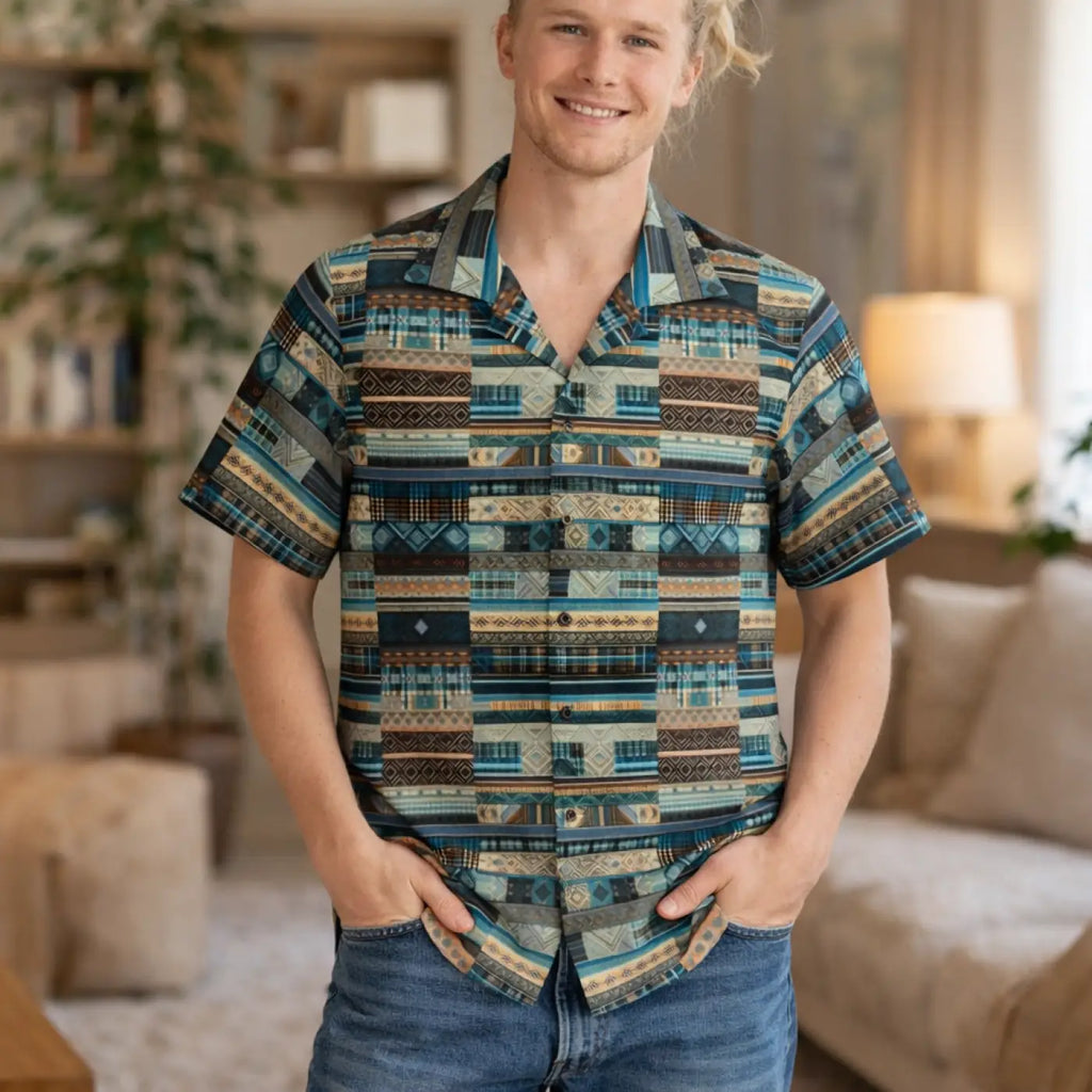 Green Plaid Hawaiian Camp Shirt – Summer Top - Dipaliz