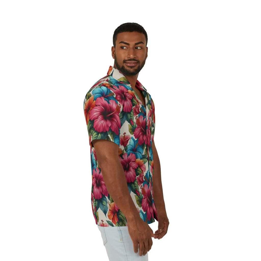 Vibrant Hawaiian Camp Shirt – Hibiscus Flowers - Dipaliz