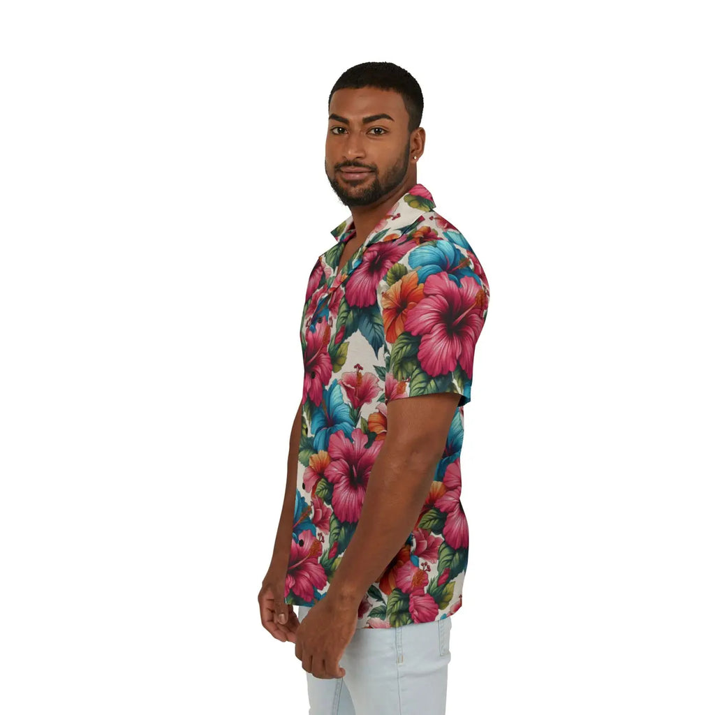 Vibrant Hawaiian Camp Shirt – Hibiscus Flowers - Dipaliz