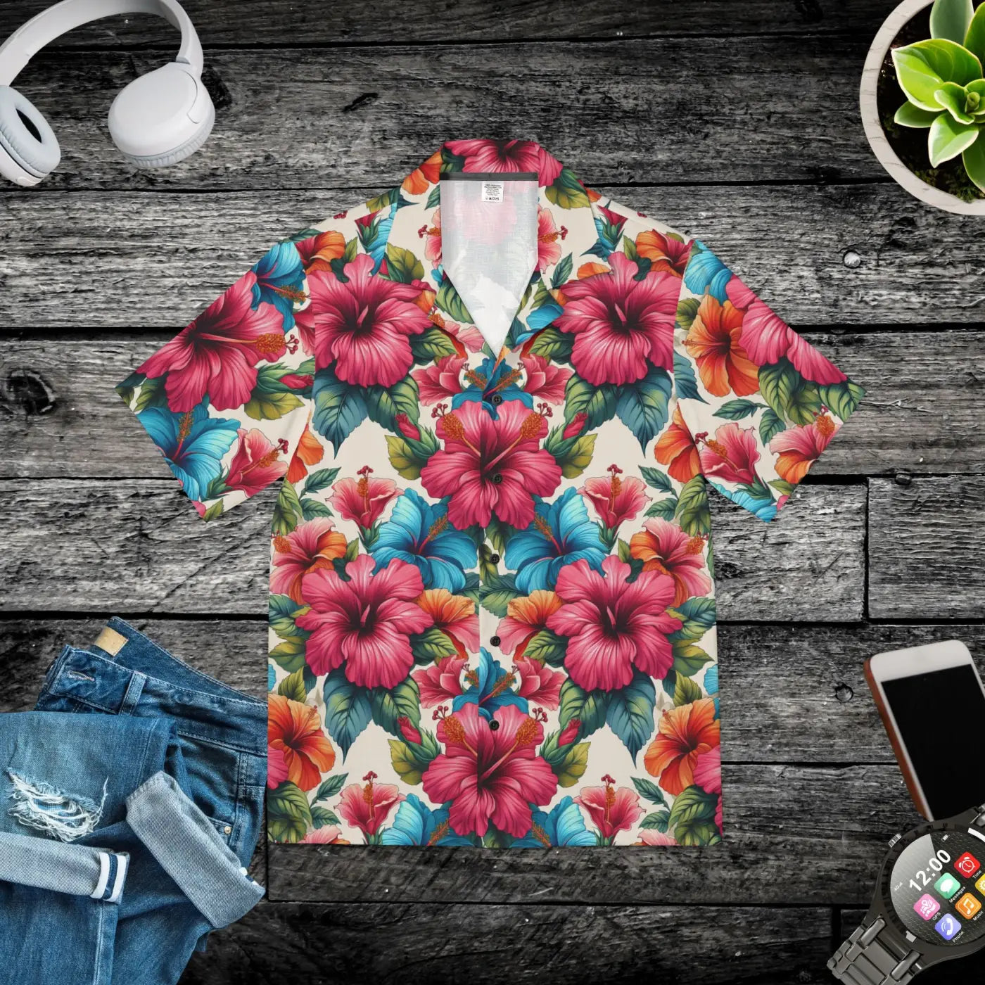 Vibrant Hawaiian Camp Shirt – Hibiscus Flowers - Dipaliz