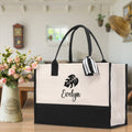 Tropical Leaf with Name Custom Wedding Tote Palm Leaf Bridesmaid Tote Bag Personalized Bride Gift Honeymoon Gift Wedding Bridal Party Gift