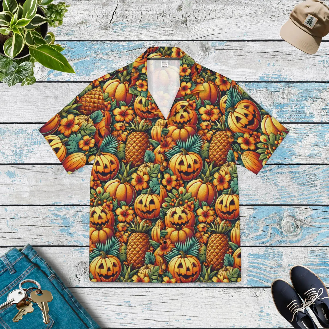 Jack Lantern Hawaiian Camp Shirt – Palm Leaves - Dipaliz