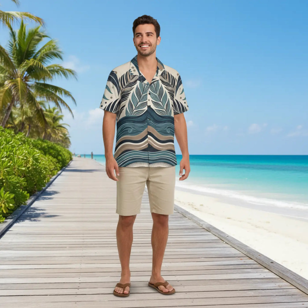 Wave Prints Hawaiian Camp Shirt – Summer Vibes - Dipaliz