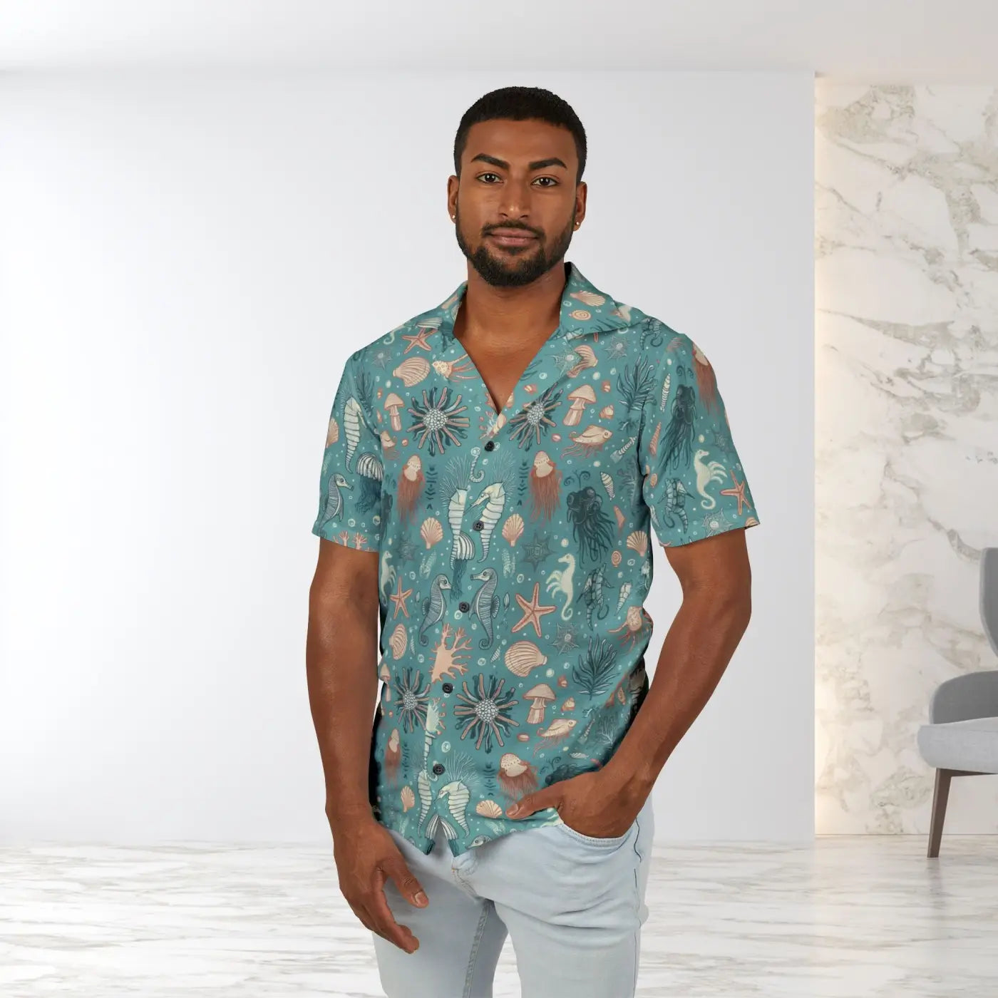 Vibrant Hawaiian Camp Marine Animals Linen - Dipaliz