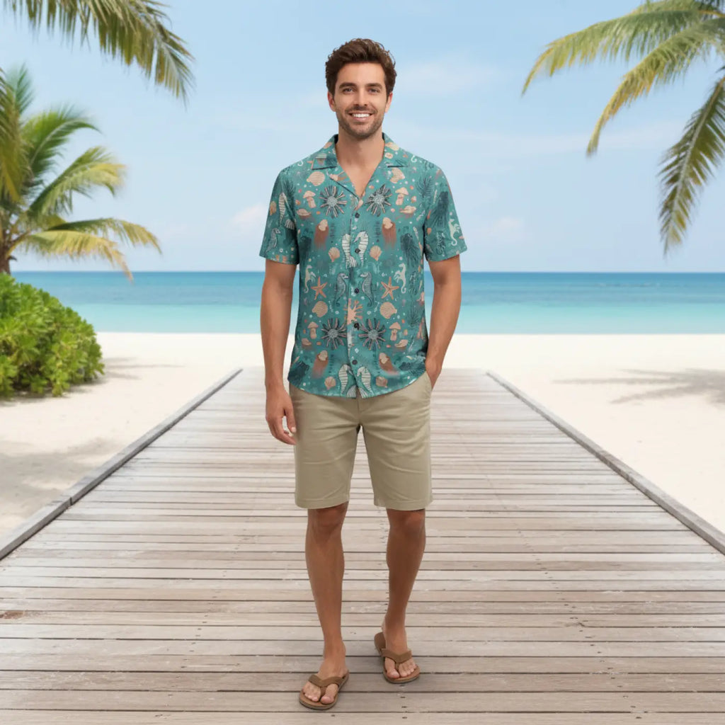 Vibrant Hawaiian Camp Marine Animals Linen - Dipaliz