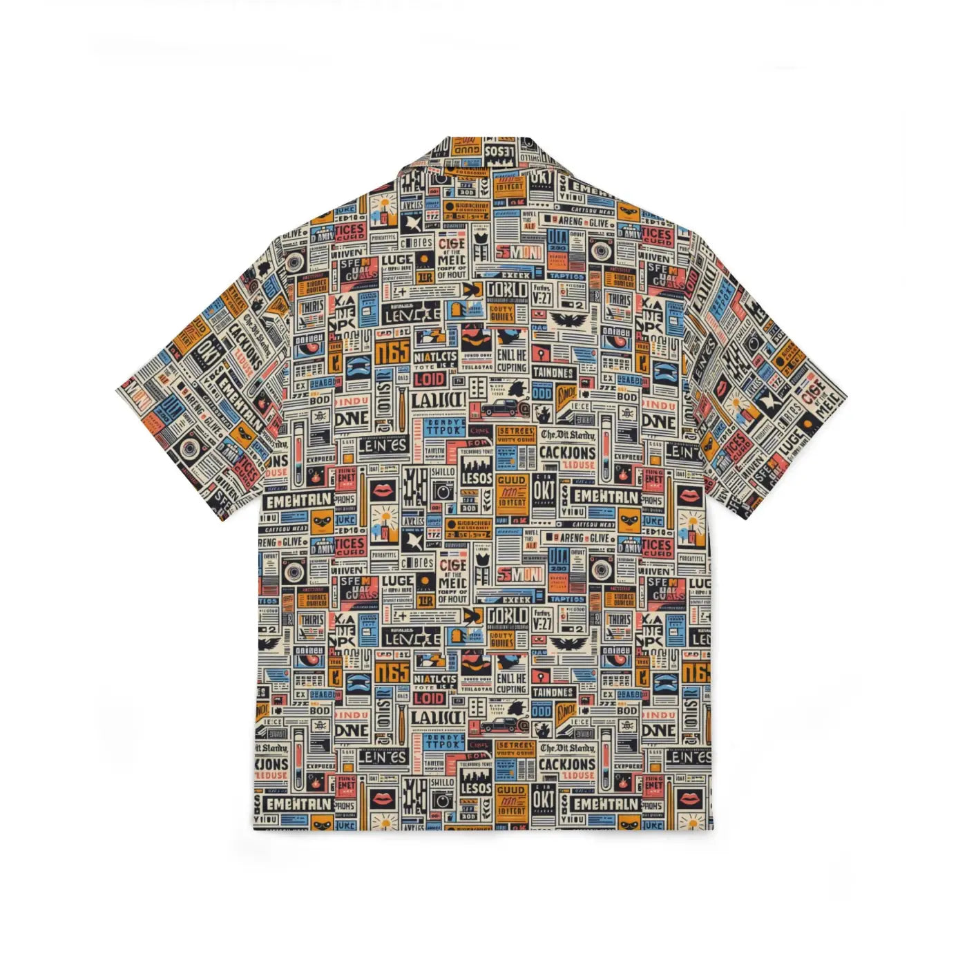 Newspaper Pattern Hawaiian Camp Shirt – Linen Texture - Dipaliz