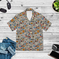 Newspaper Pattern Hawaiian Camp Shirt – Linen Texture - Dipaliz