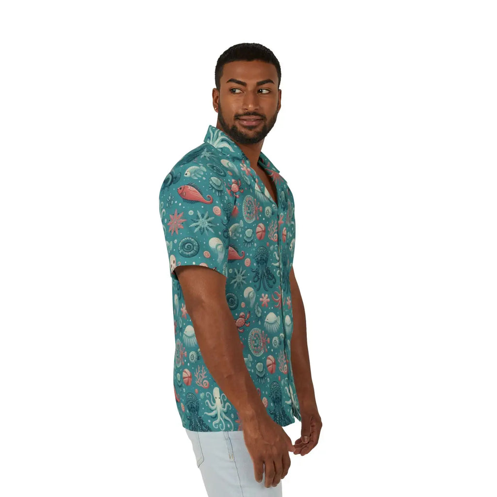 Marine-themed Hawaiian Camp Shirt – Ocean Charm - Dipaliz