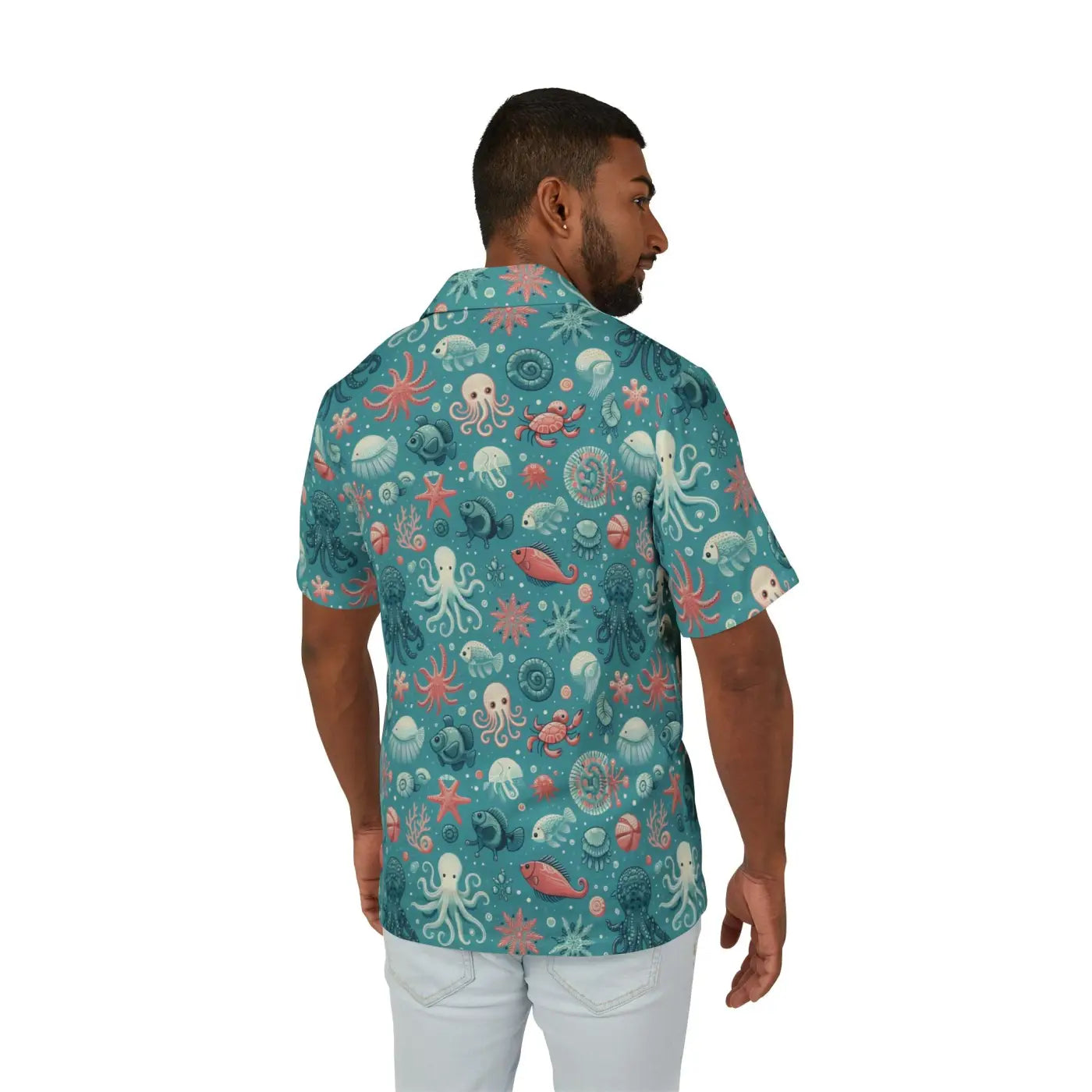 Marine-themed Hawaiian Camp Shirt – Ocean Charm - Dipaliz
