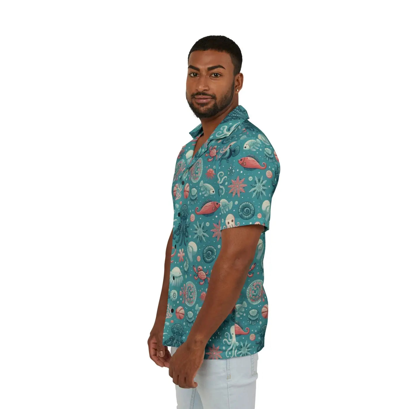 Marine-themed Hawaiian Camp Shirt – Ocean Charm - Dipaliz