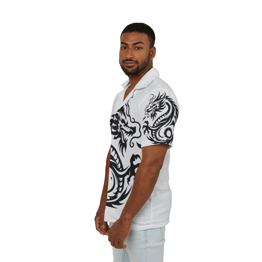 Dragon Print Hawaiian Camp Shirt – Summer Style - Dipaliz