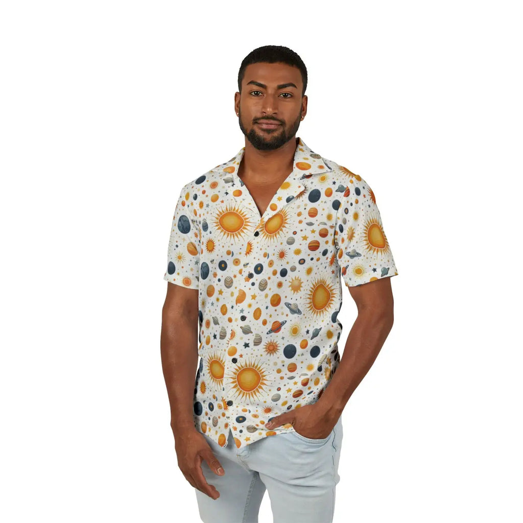 Celestial Hawaiian Shirt – Linen Texture - Dipaliz