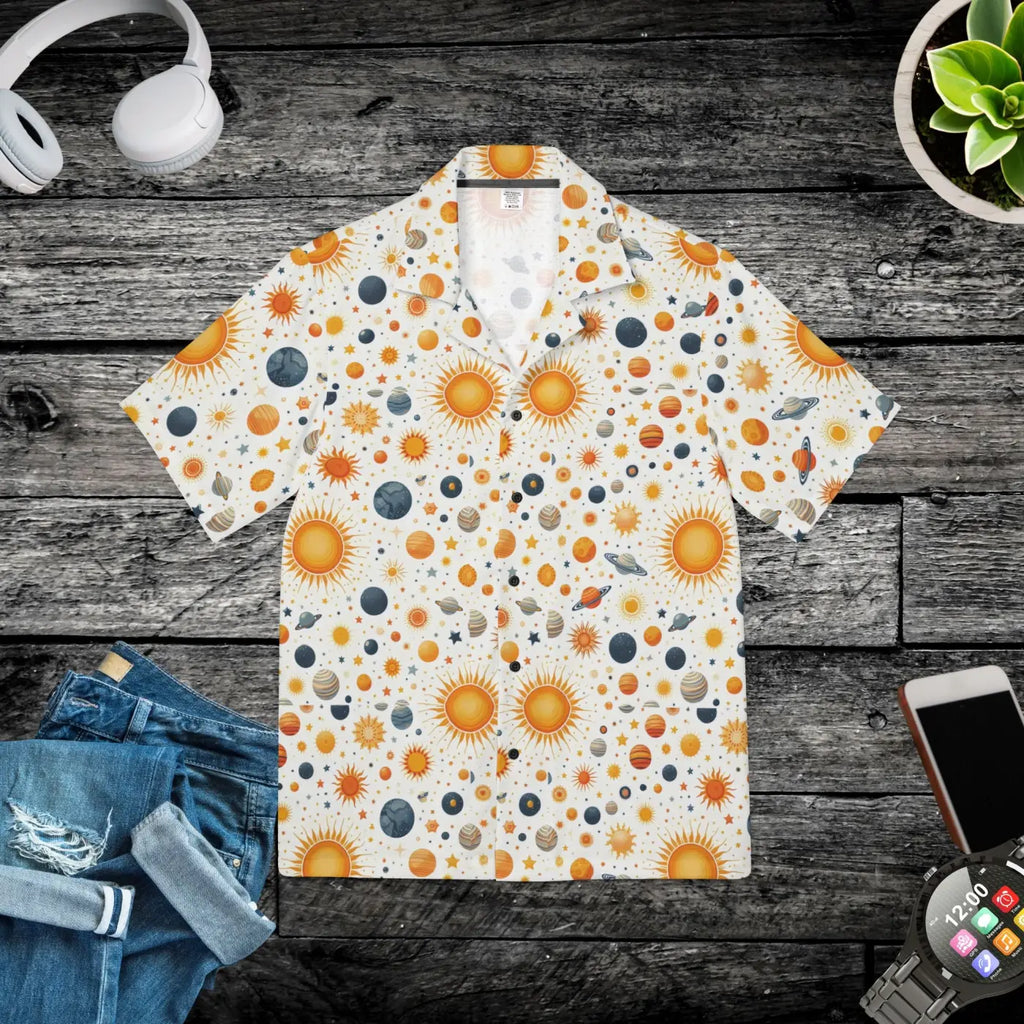 Celestial Hawaiian Shirt – Linen Texture - Dipaliz