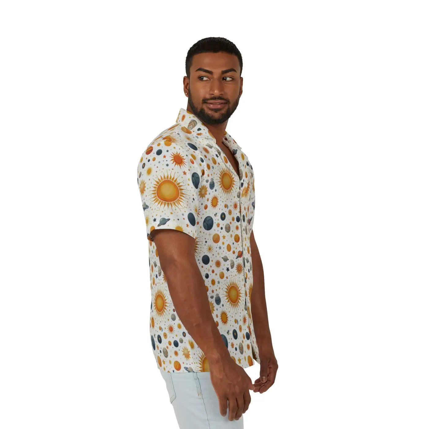 Celestial Hawaiian Shirt – Linen Texture - Dipaliz
