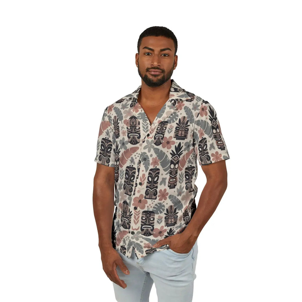 Vibrant Tiki Patterns Hawaiian Camp Shirt - Dipaliz