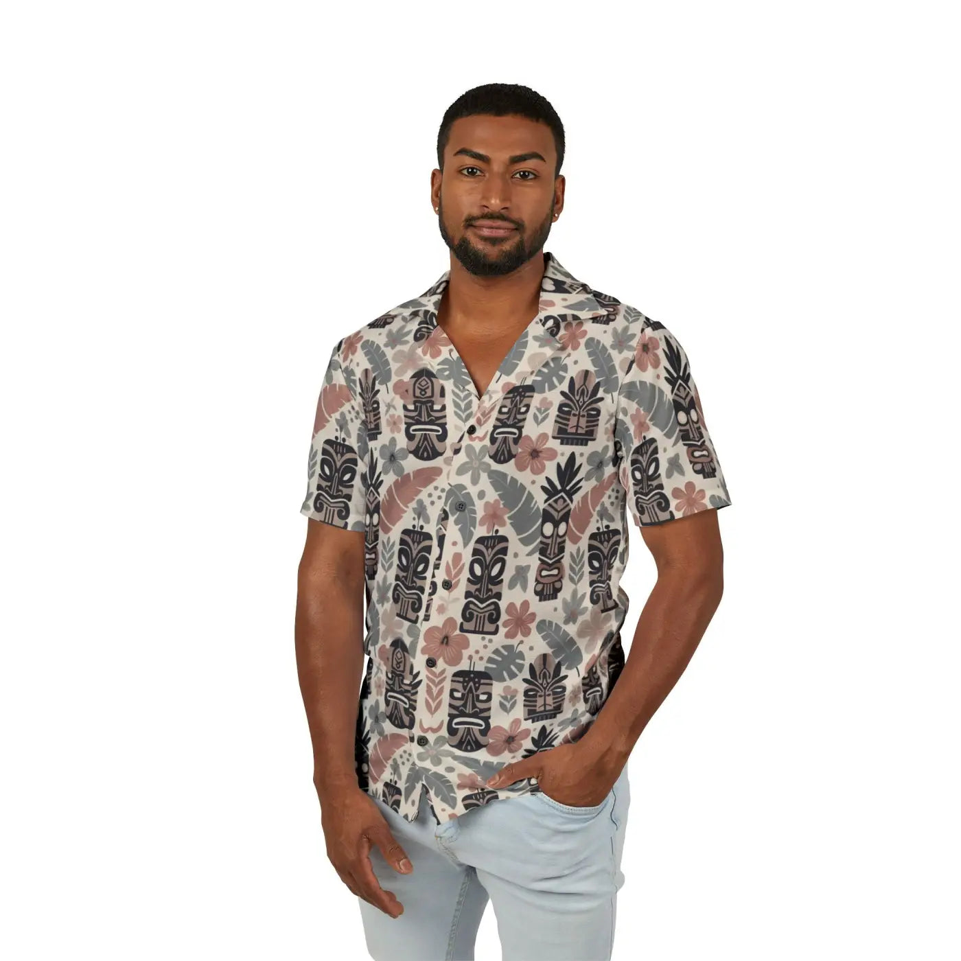 Vibrant Tiki Patterns Hawaiian Camp Shirt - Dipaliz