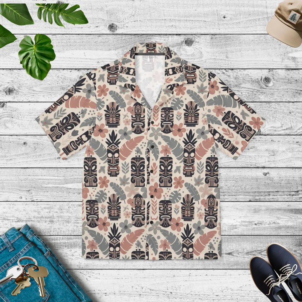 Vibrant Tiki Patterns Hawaiian Camp Shirt - Dipaliz