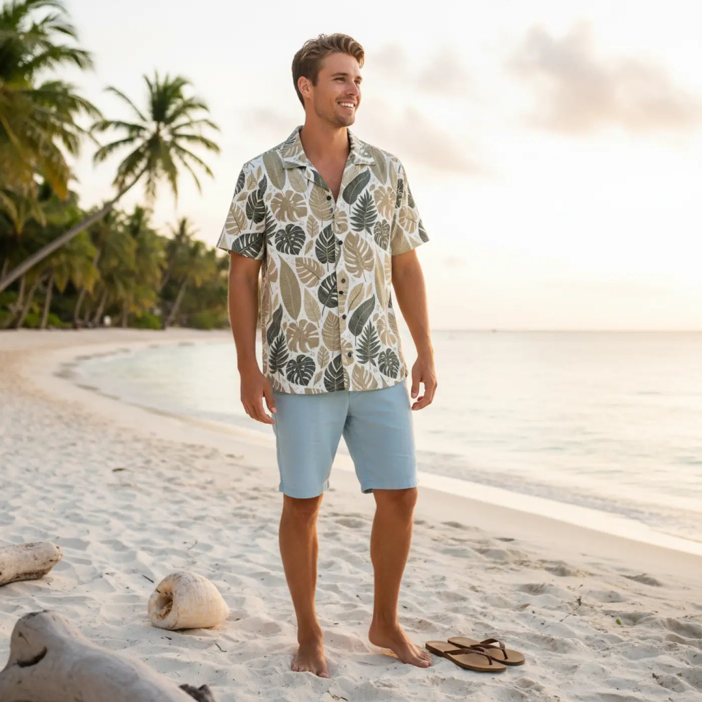 Vibrant Tropical Leaves Hawaiian Camp Shirt - Dipaliz