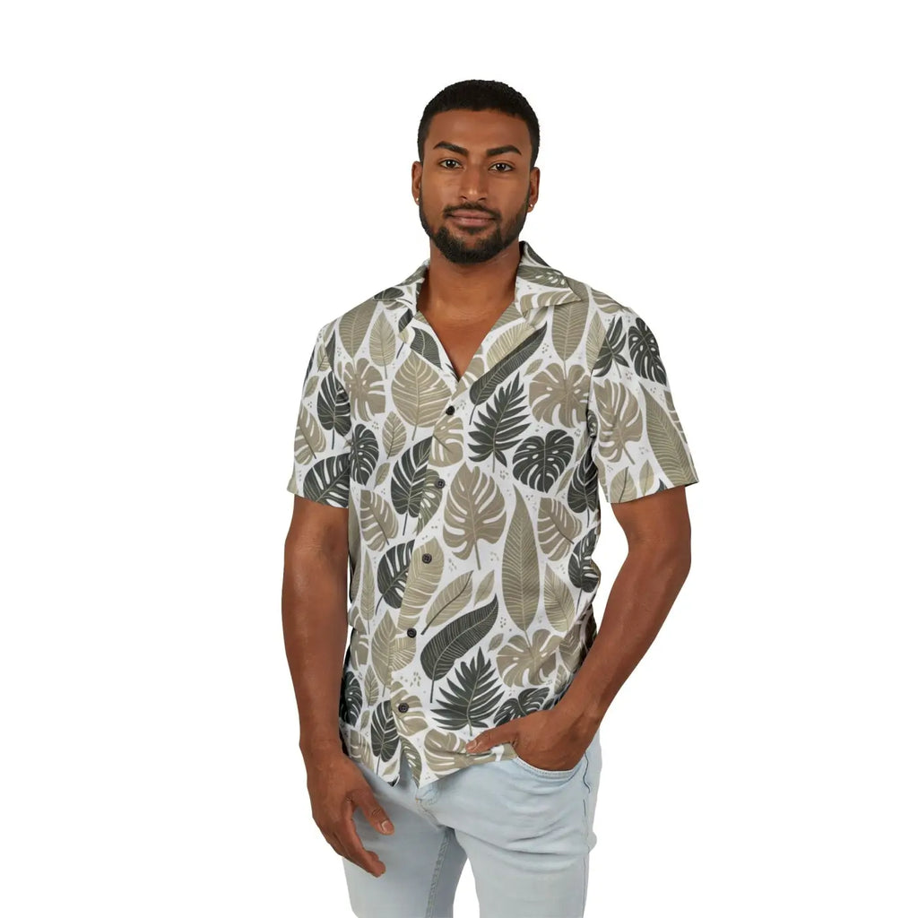Vibrant Tropical Leaves Hawaiian Camp Shirt - Dipaliz